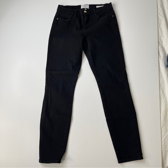 Frame Le Skinny de Jeanne Crop Jeans Film Noir Size 27 - Picture 2 of 10